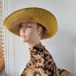 Mr. Charles Mustard Yellow Felt Fuzzy Exclusive Coronet Women's Country Fedora